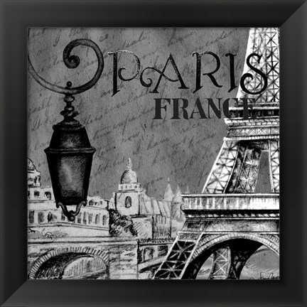 Framed Parisian Wall Black I Print