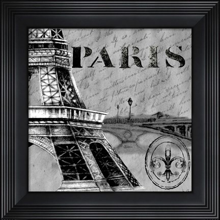 Framed Parisian Wall Black III Print
