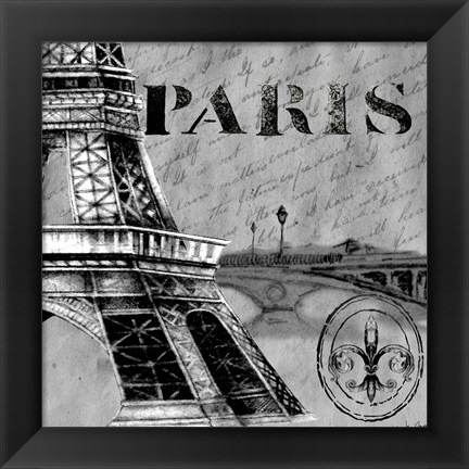 Framed Parisian Wall Black III Print