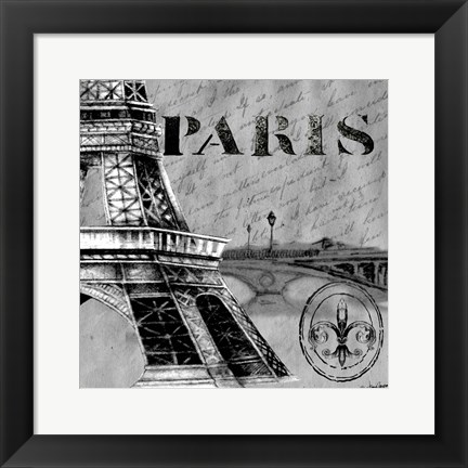 Framed Parisian Wall Black III Print