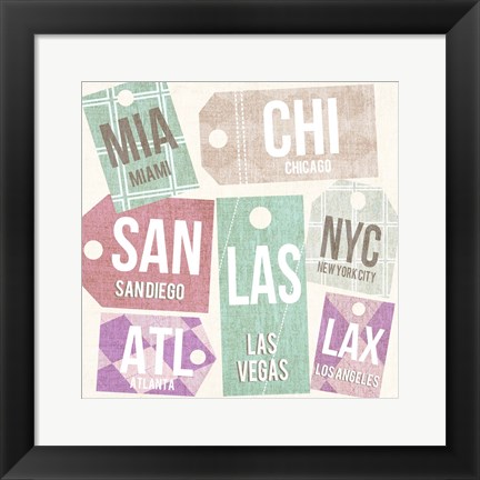 Framed City Tags Square I Print