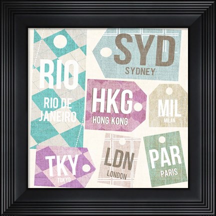 Framed City Tags Square II Print