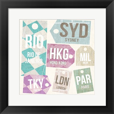 Framed City Tags Square II Print