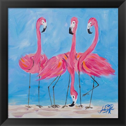 Framed Fancy Flamingos II Print