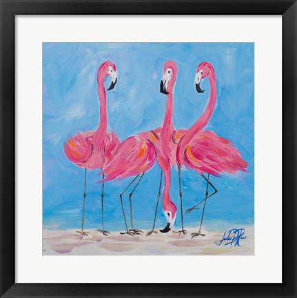 Framed Fancy Flamingos II Print