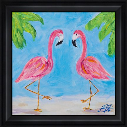 Framed Fancy Flamingos III Print