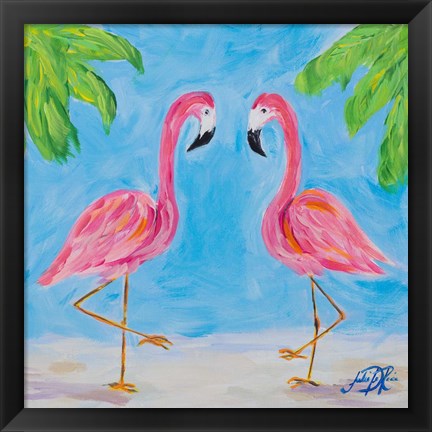 Framed Fancy Flamingos III Print