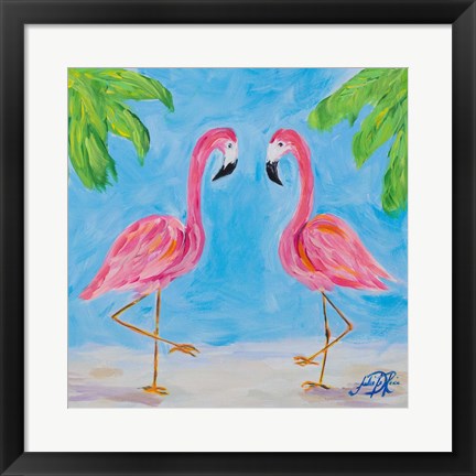 Framed Fancy Flamingos III Print