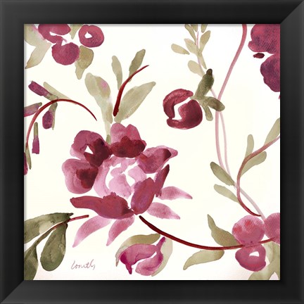 Framed French Floral in Marsala Print