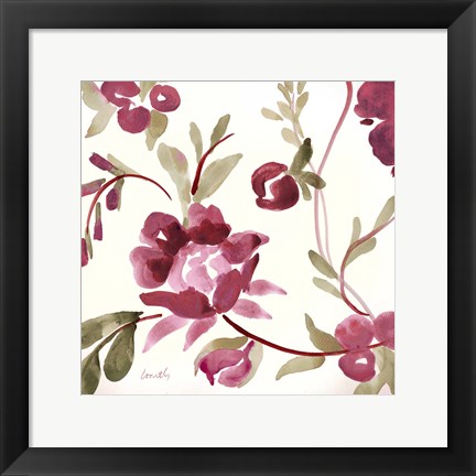 Framed French Floral in Marsala Print