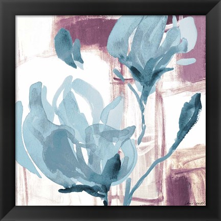 Framed Blue Magnolias I Print