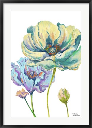 Framed Fresh Colored Poppies II Print