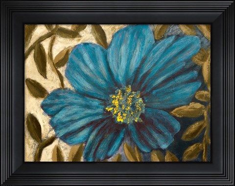 Framed Simple Blue Garden I Print