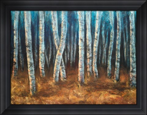 Framed Moonlit Birchwood Print