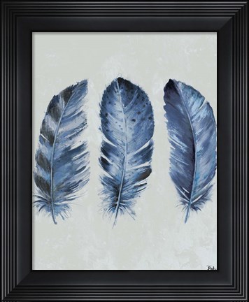 Framed Indigo Blue Feathers II Print