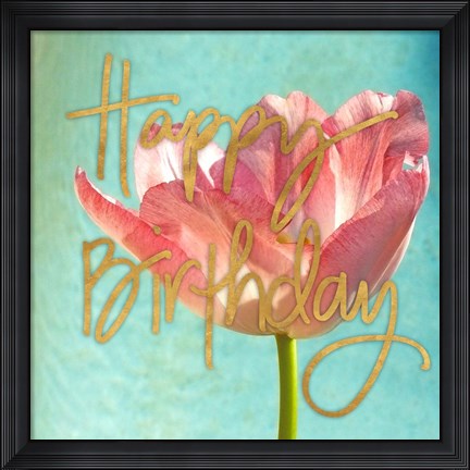 Framed Pink Tulip Birthday Print