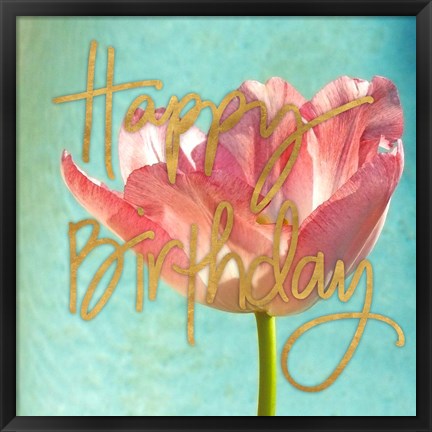 Framed Pink Tulip Birthday Print