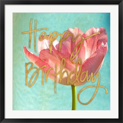 Framed Pink Tulip Birthday Print