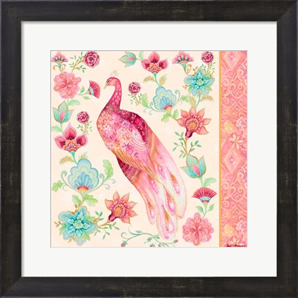 Framed Pink Medallion Peacock II Print