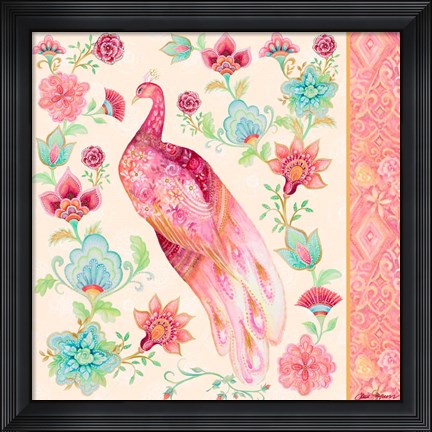Framed Pink Medallion Peacock II Print
