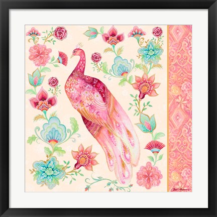 Framed Pink Medallion Peacock II Print