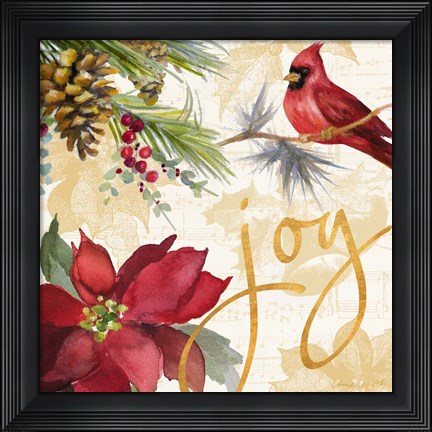 Framed Christmas Poinsettia I Print