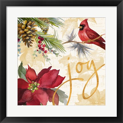 Framed Christmas Poinsettia I Print