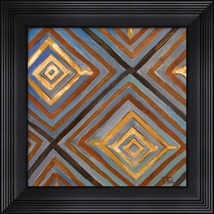 Framed Ikat and Pattern with Gold Print