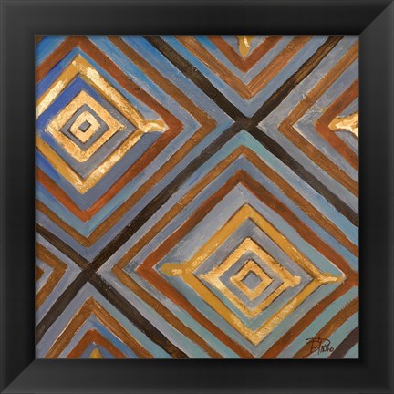 Framed Ikat and Pattern with Gold Print