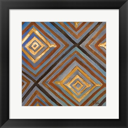 Framed Ikat and Pattern with Gold Print