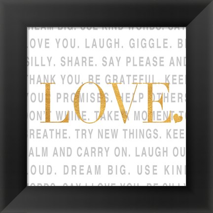 Framed Gold Love and Life I Print