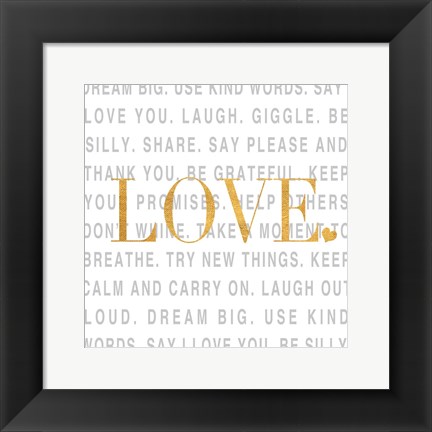 Framed Gold Love and Life I Print