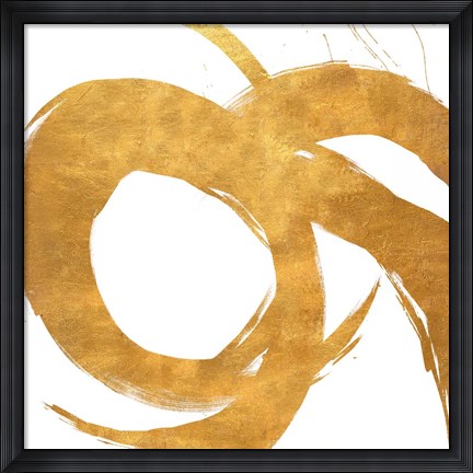 Framed Gold Circular Strokes II Print
