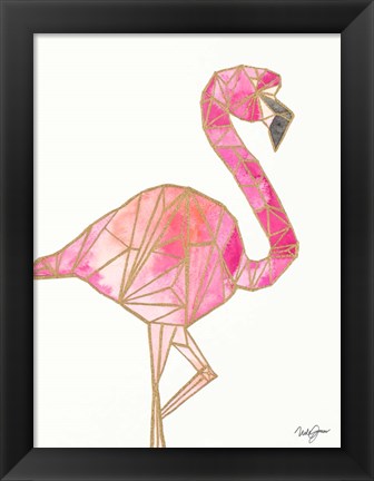 Framed Origami Flamingo Print