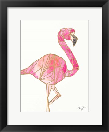 Framed Origami Flamingo Print