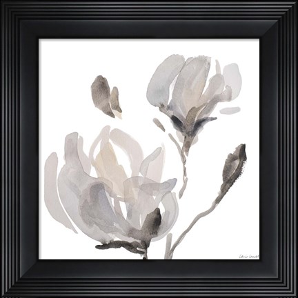 Framed Gray Tonal Magnolias I Print