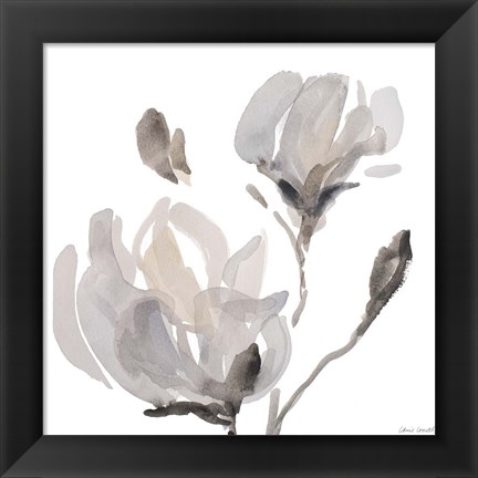 Framed Gray Tonal Magnolias I Print