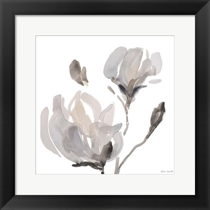 Framed Gray Tonal Magnolias I Print