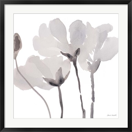 Framed Gray Tonal Magnolias II Print