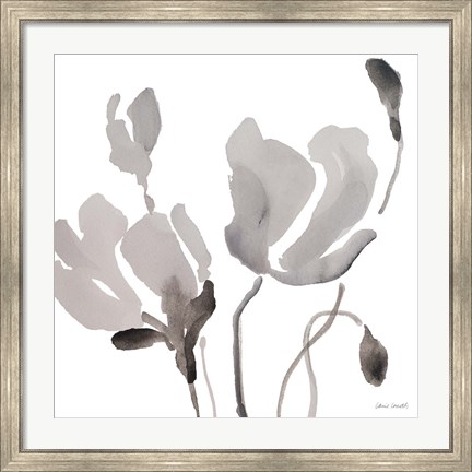 Framed Gray Tonal Magnolias III Print