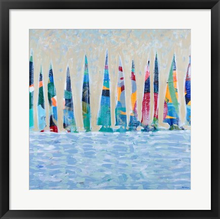 Framed Dozen Colorful Boats Print