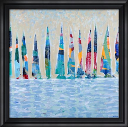 Framed Dozen Colorful Boats Print