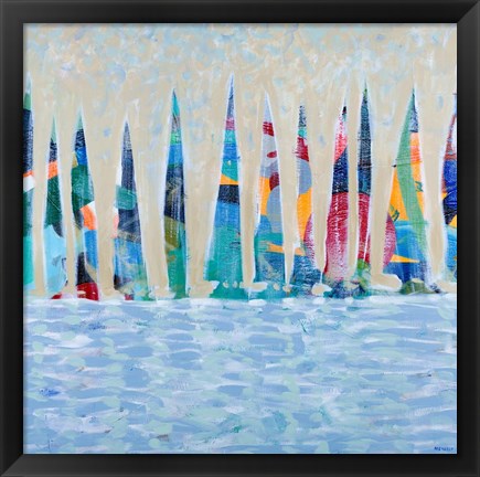 Framed Dozen Colorful Boats Print