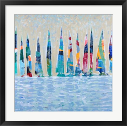 Framed Dozen Colorful Boats Print