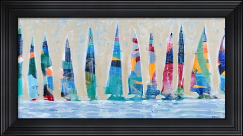 Framed Dozen Colorful Boats Panel Print