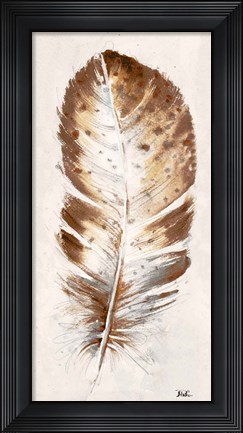 Framed Brown Watercolor Feather I Print