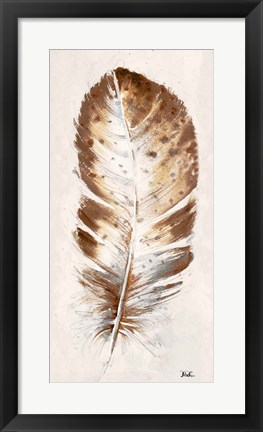 Framed Brown Watercolor Feather I Print