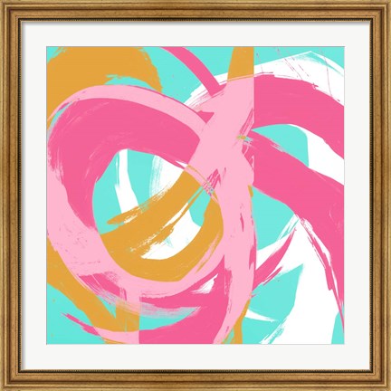 Framed Pink Circular Strokes II Print