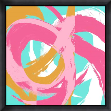 Framed Pink Circular Strokes II Print