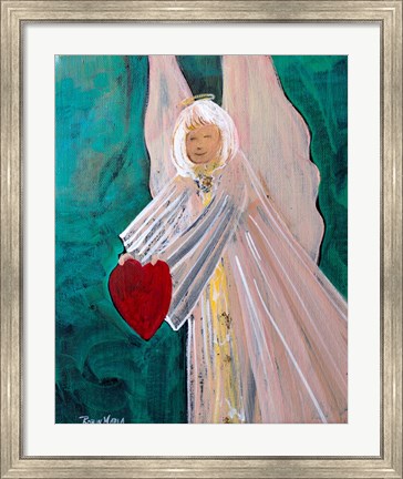 Framed Angel Sharing Heart Print